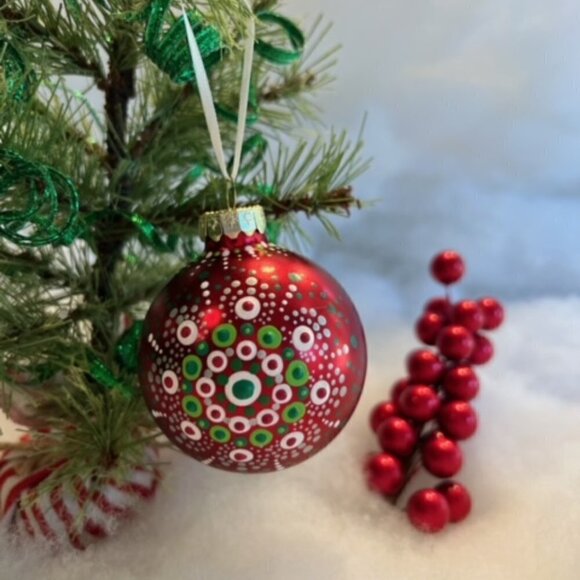 Unique Hand Painted & Sealed Christmas ornaments, glass SET of 2 - Picture 2 of 3